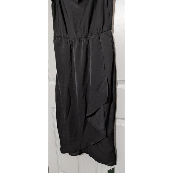 Halara Midi Dress Medium Cowl Neck Sleeveless Crossover Wrinkle Resistant Black - Picture 10 of 12